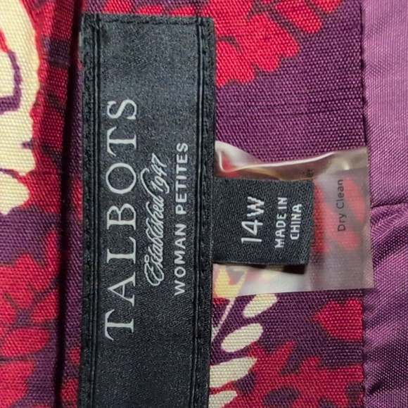Talbots 100% Silk Flora/Red Paisley Wrap Skirt Size 14 P EUC - Picture 10 of 11